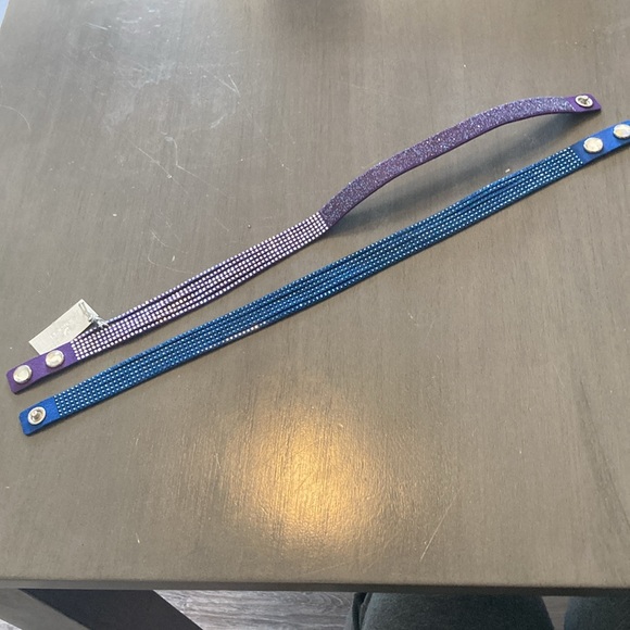 2 Swarovski Slake crystal wrap bracelets blue purple - Picture 3 of 7